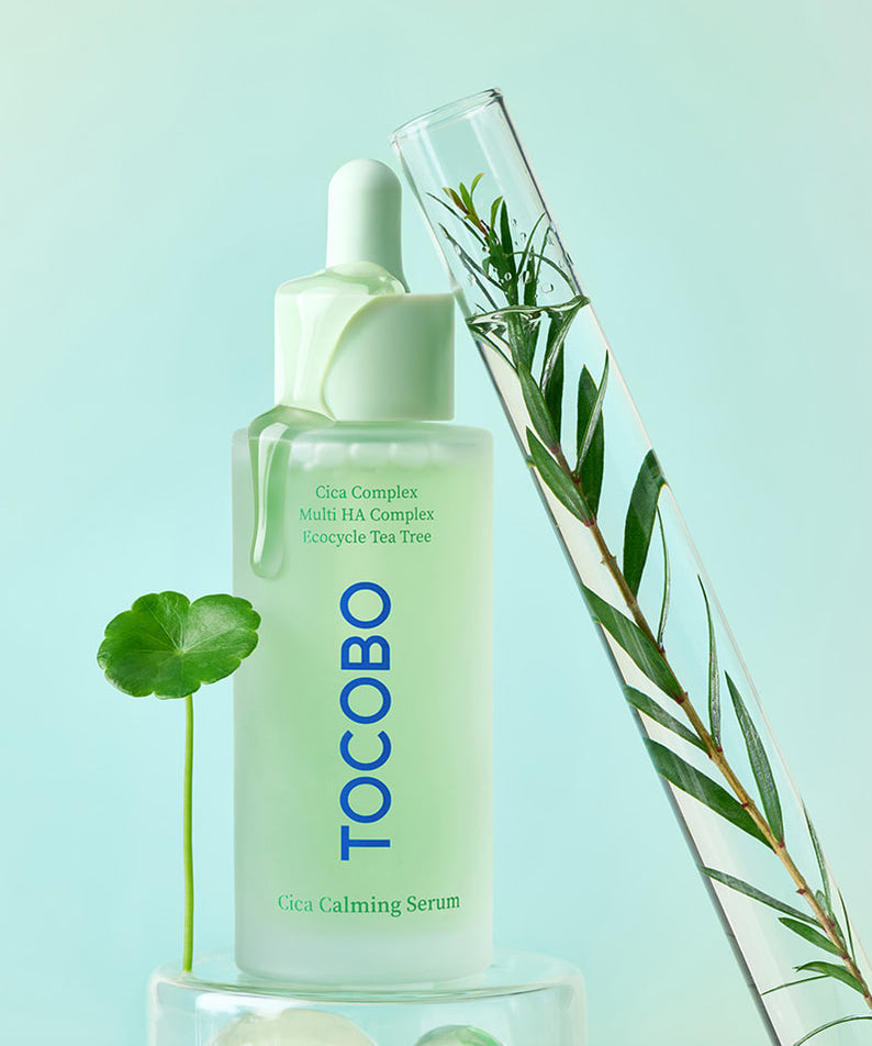 TOCOBO Cica Calming Serum avec ingrédients naturels et propriétés apaisantes pour la peau sensible, sérum apaisant.