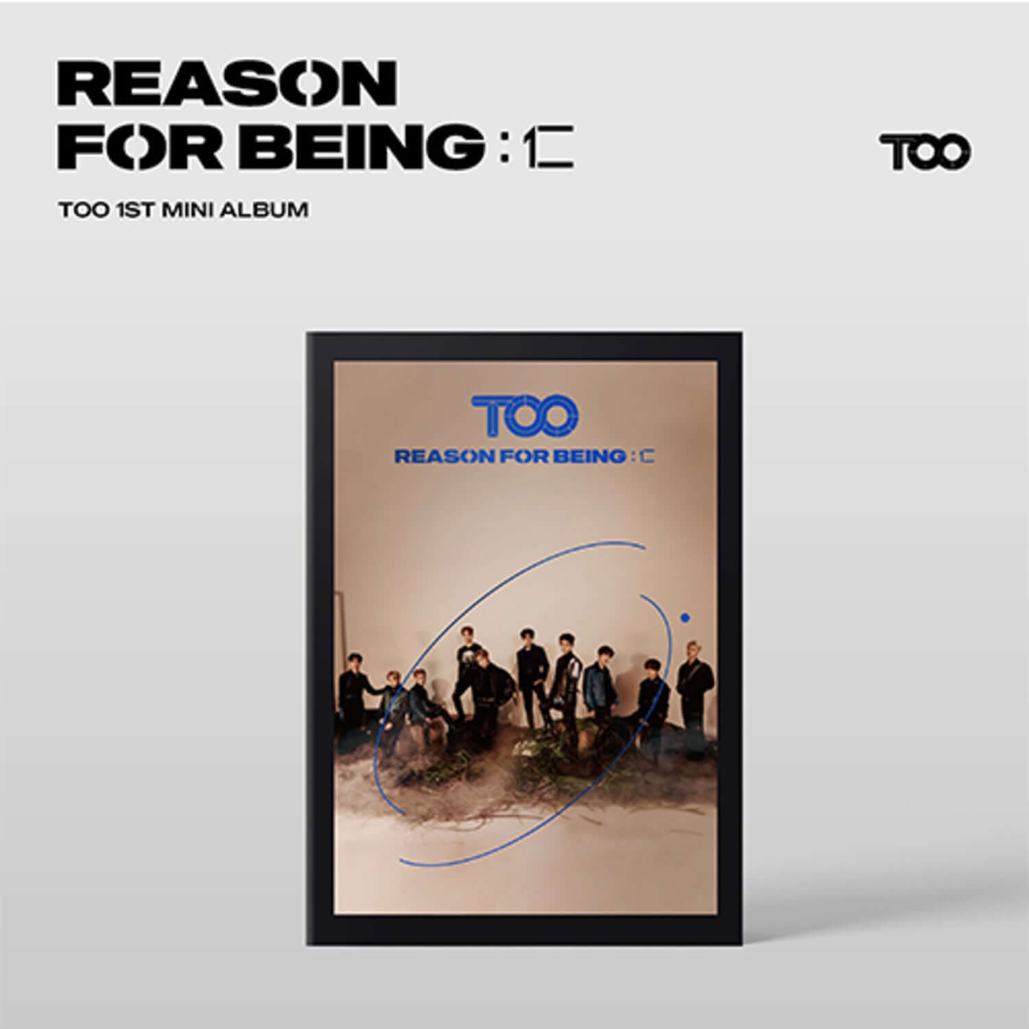 TOO - [REASON FOR BEING :(仁)] (dysTOOpia Ver.) - Album Kpop : couverture, groupe TO0, visuel minimal sur fond clair
