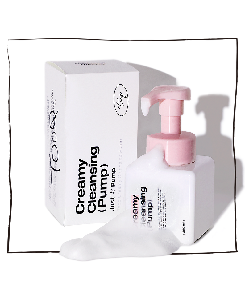 TOOQ Creamy Cleansing Pump 250ml en flacon pompe, idéal pour un nettoyage doux et efficace de la peau.