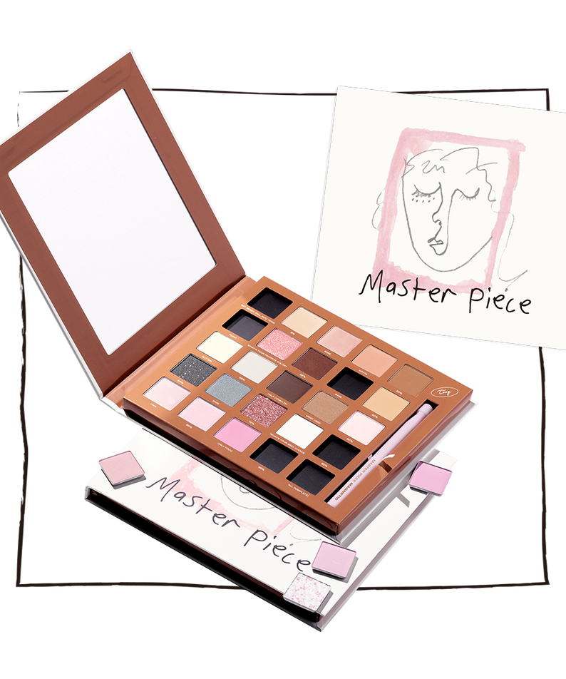 TOOQ One by Genuine Magnetic Shadow 25-Color Palette, palette maquillage 25 teintes; vue ouverte sur fond clair, marque TOOQ.