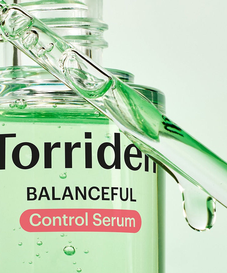Sérum TORRIDEN Balanced Cica Control Serum 50ml avec pipette, sérum équilibrant pour le visage, soin de la peau apaisant et hydratant.