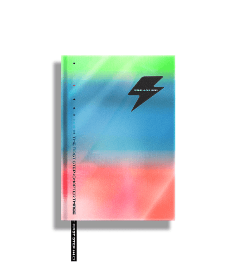 TREASURE - 3rd Single Album [THE FIRST STEP : CHAPTER THREE] BLACK ver. - Album Kpop, couverture bleu-rose de marque TREASURE.