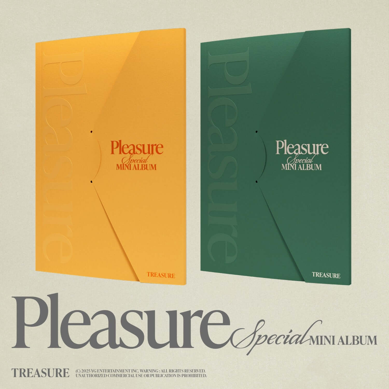 TREASURE - SPECIAL MINI ALBUM [PLEASURE] [YELLOW VER. + GREEN VER.] - album Kpop, couverture jaune et verte, visuel Pleasure