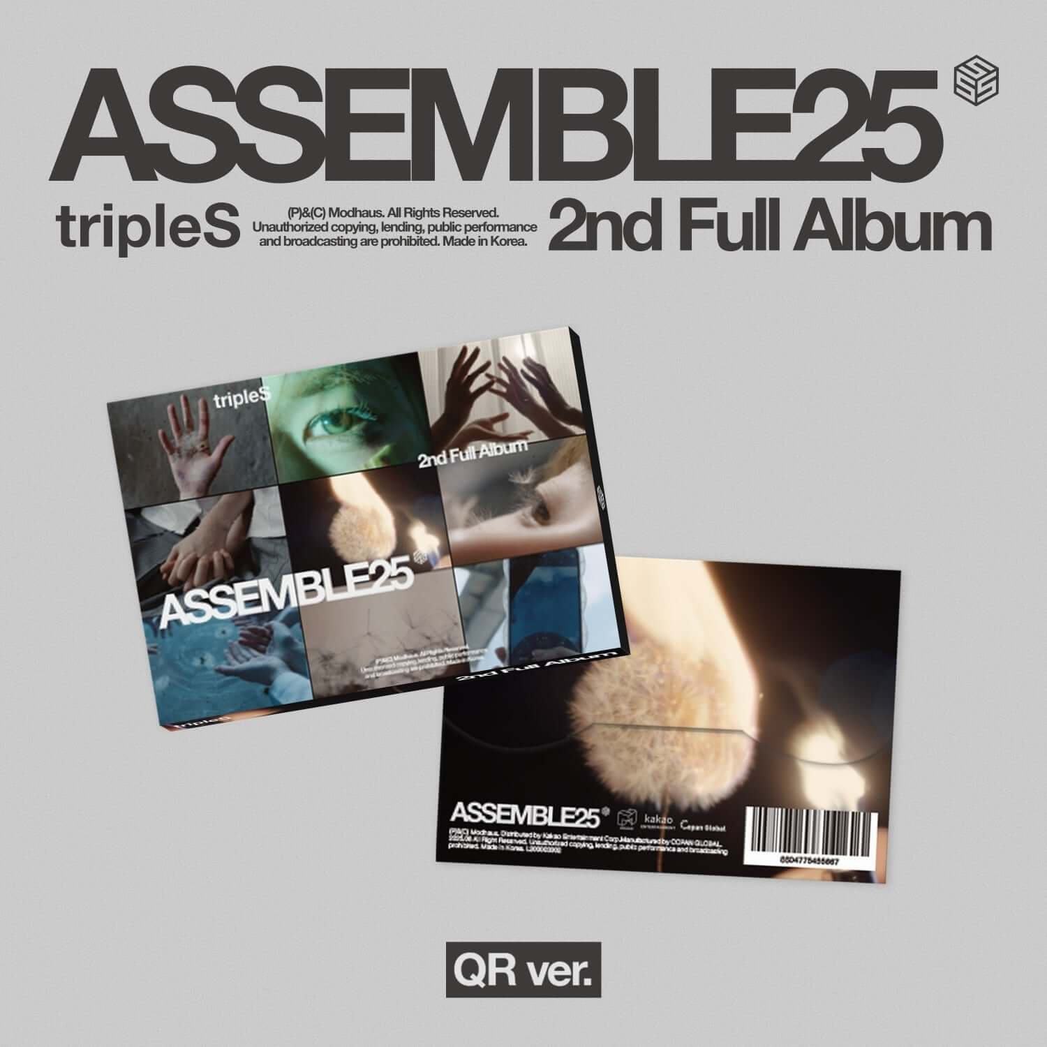 TRIPLES - [ASSEMBLE25] (QR ver.) - Album Kpop, visuel couverture et QR ver. sur fond gris, pack promotionnel.