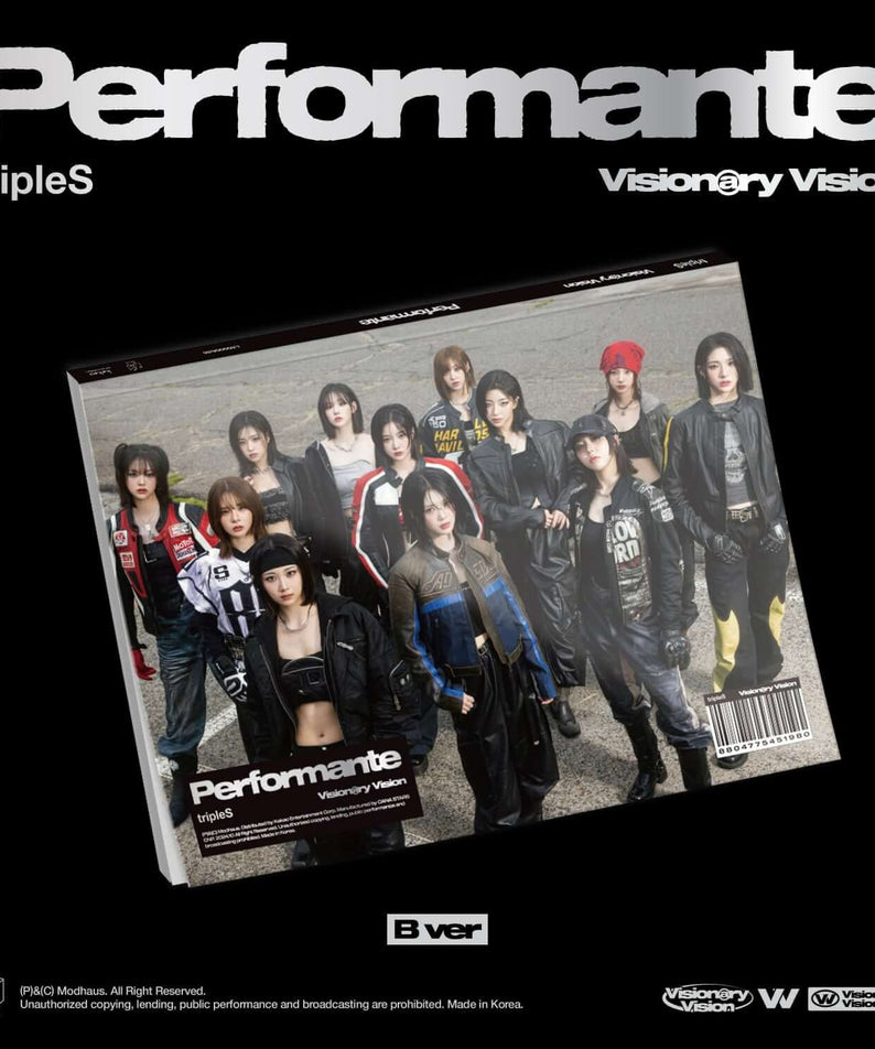TRIPLES - [Visionary Vision ] (B ver.) - Album Kpop, pack photo “Performante” avec membres sur fond noir, style promo