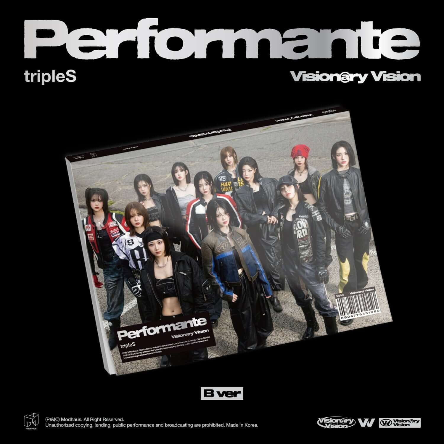 TRIPLES - [Visionary Vision ] (B ver.) - Album Kpop, pack photo “Performante” avec membres sur fond noir, style promo