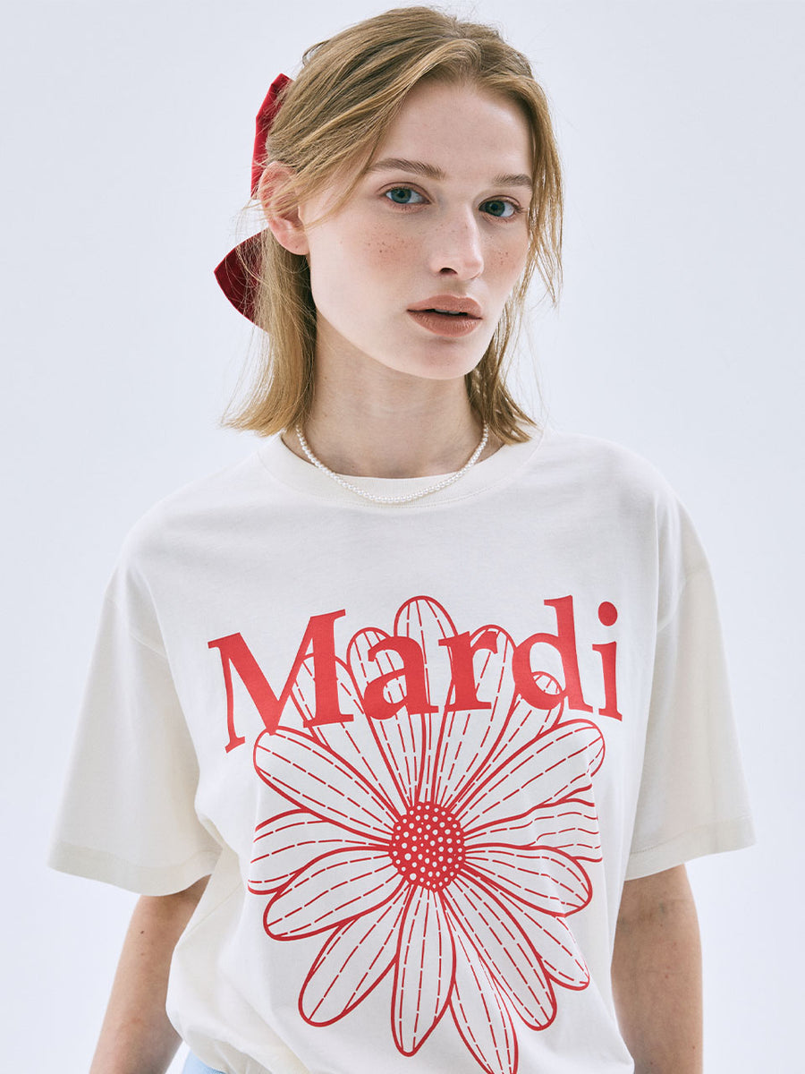 TSHIRT FLOWERMARDI_CREAM RED