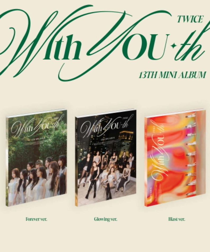 TWICE - 13th Album [With YOU-th] (Set of 3) - Album Kpop, visuel des 3 versions sur fond clair, marque TWICE.