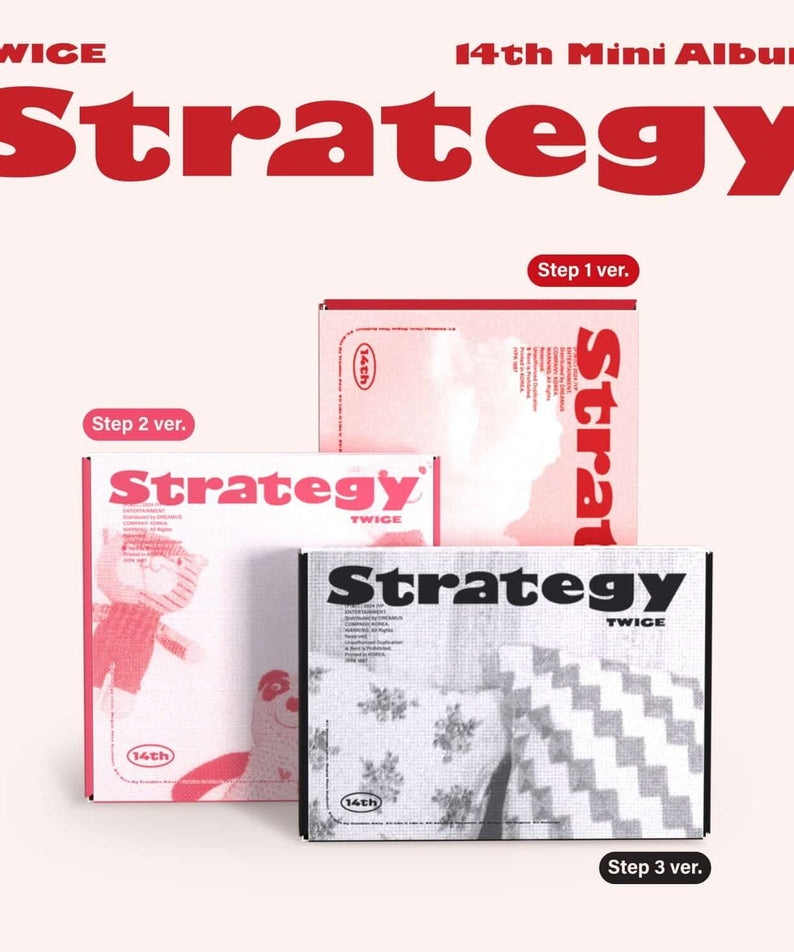 TWICE - 14th Mini Album [STRATEGY] (Step1 ver. / Step2 ver. / Step3 ver) (Random 1 of 3) - Album Kpop, coffrets visuels