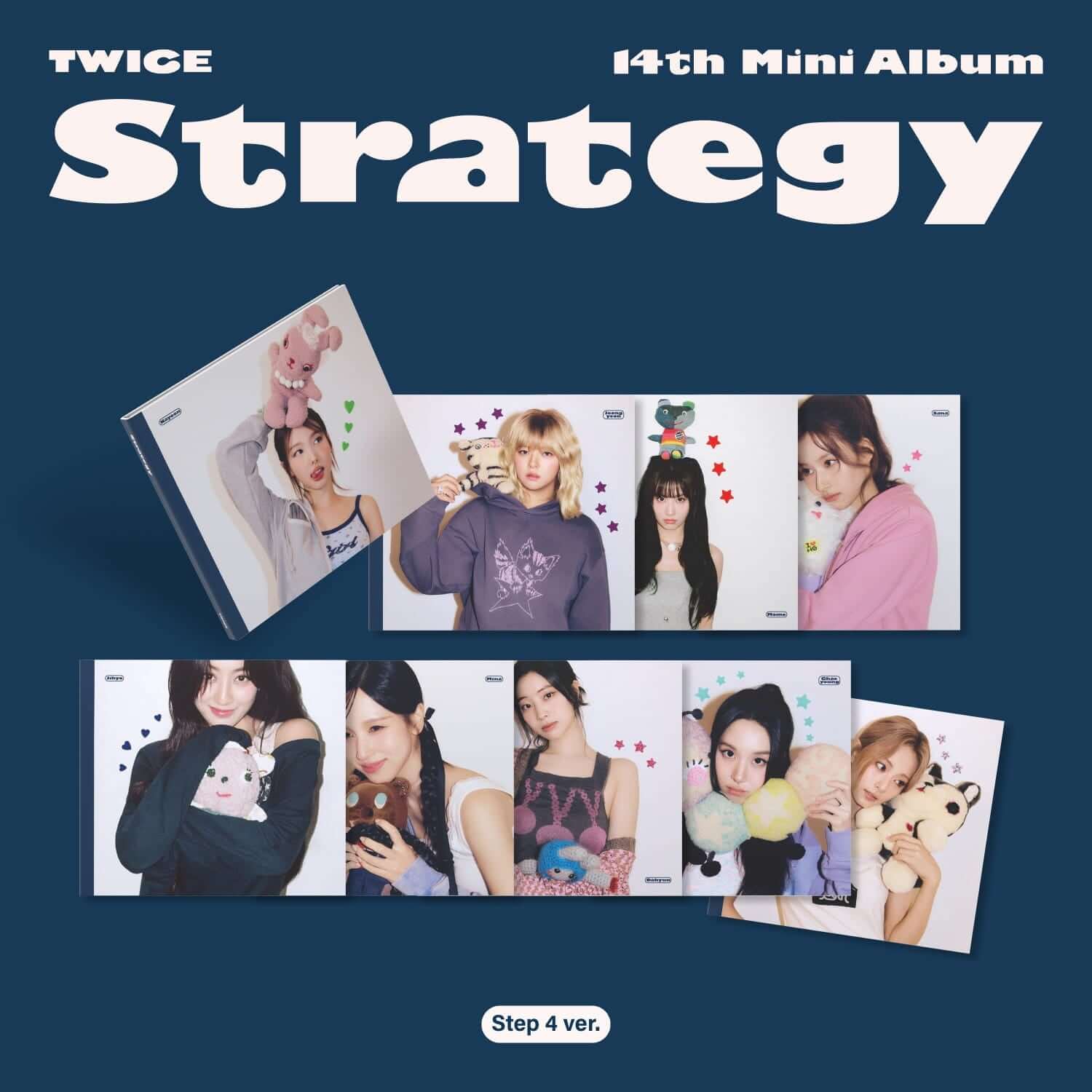 TWICE - 14th Mini Album [STRATEGY] (Step4 ver. ) (Random 1 of 9) - Album Kpop, visuel affiche bleu avec photos