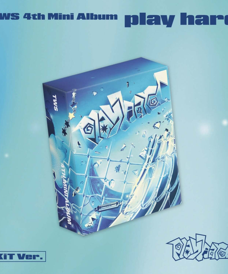 TWS - 4th Mini Album [play hard] (KiT Ver.) - Album Kpop : pochette bleue, boîte 3D, visuel “KIT Ver.-”.