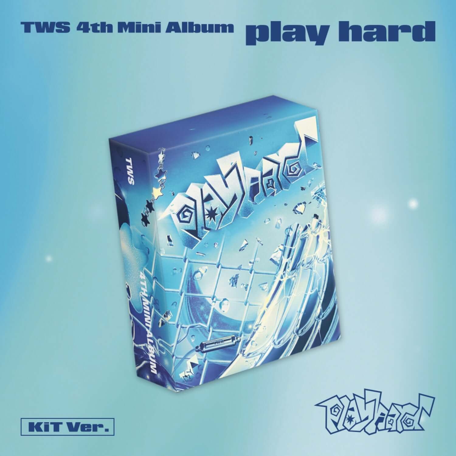 TWS - 4th Mini Album [play hard] (KiT Ver.) - Album Kpop : pochette bleue, boîte 3D, visuel “KIT Ver.-”.