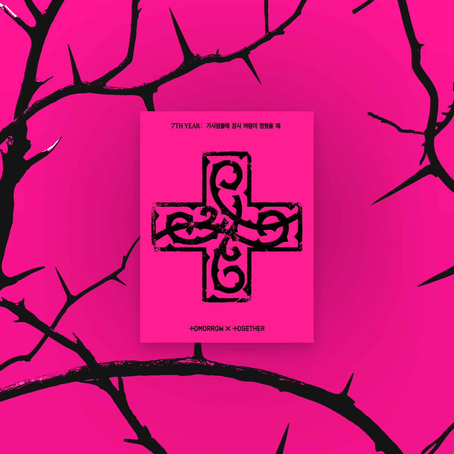TXT - 7TH YEAR: (PPULBATU Ver.)(Weverse Albums ver.)(Random 1 of 5) - album Kpop sur fond rose visuel Weverse