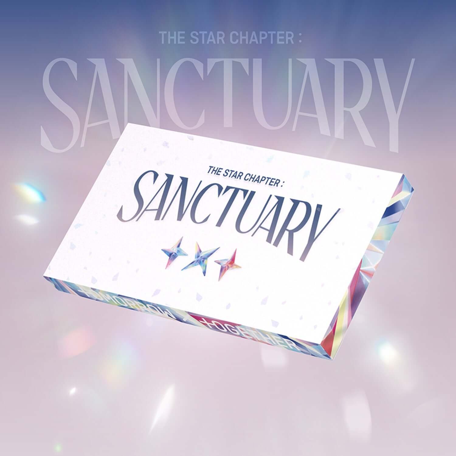 TXT - [ : SANCTUARY] (ANGEL Ver.) (Set of 5) - Album Kpop, coffret de cinq, visuel lumineux avec boîte “SANCTUARY”.