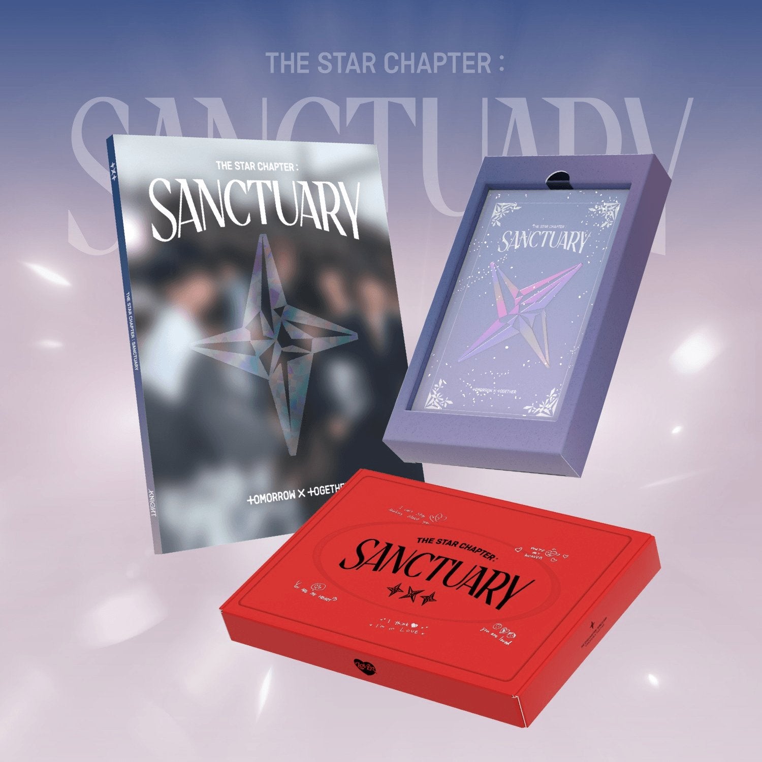 TXT - [ : SANCTUARY] (KNIGHT / SAVIOR / LOVER Ver.) (Random 1 of 3) : albums Kpop de la marque TXT, packaging violet rouge