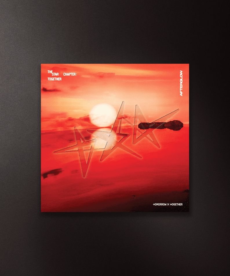 TXT - [ : TOGETHER] (Afterglow Ver.) (Random) - Album Kpop, couverture rouge et coucher de soleil, sur fond noir