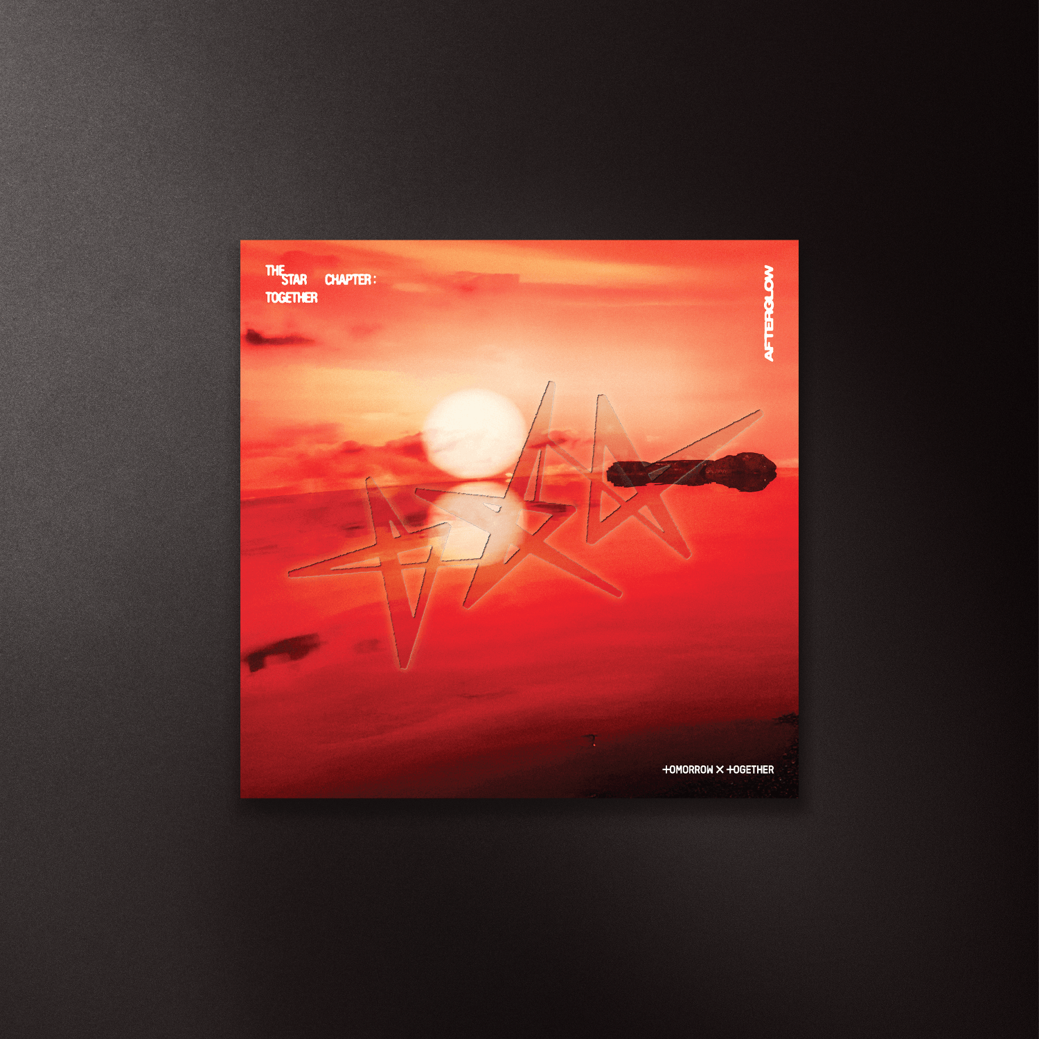 TXT - [ : TOGETHER] (Afterglow Ver.) (Random) - Album Kpop, couverture rouge et coucher de soleil, sur fond noir