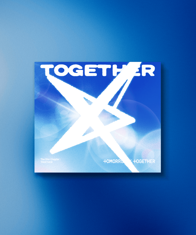 TXT - [ : TOGETHER] (Solo Track Ver.) (Random 1 of 5) - Album Kpop : pochette bleue avec logo TOGETHER et visuel étoilé
