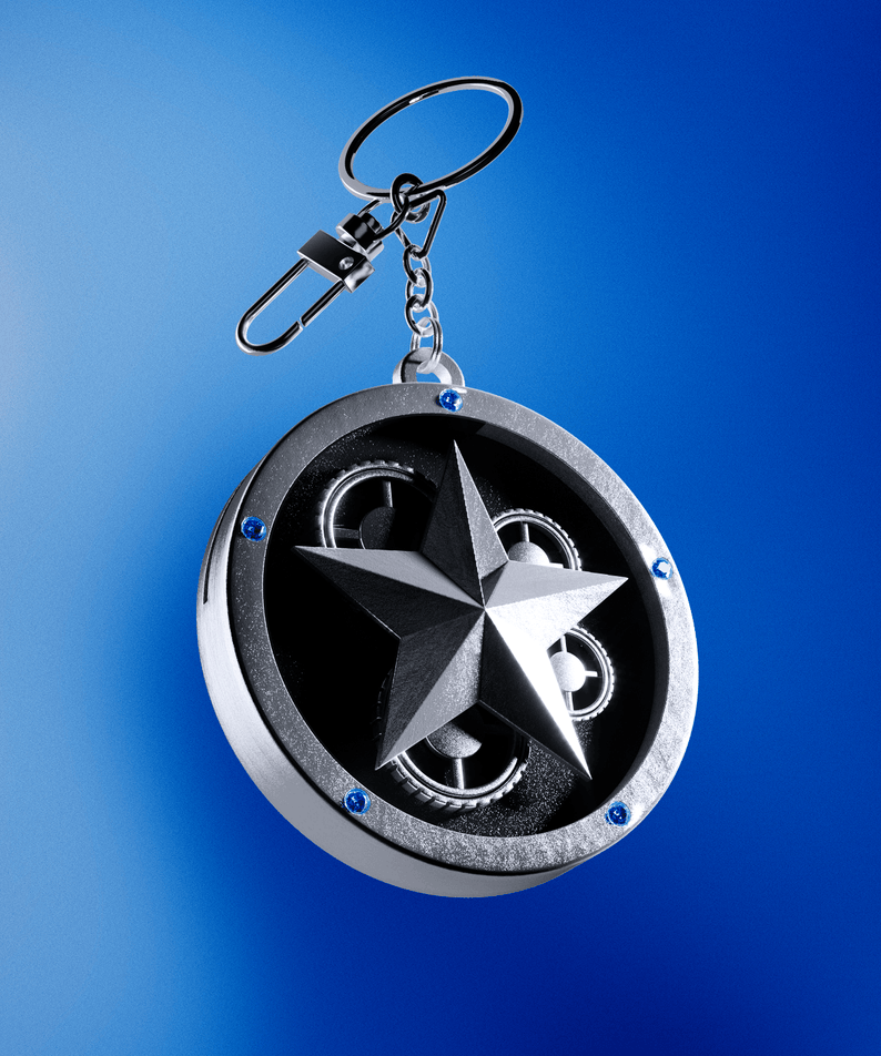 TXT - [ : TOGETHER] (Star Keyring Ver.) - Album Kpop : porte-clés étoile argenté sur fond bleu, style merchandise TXT