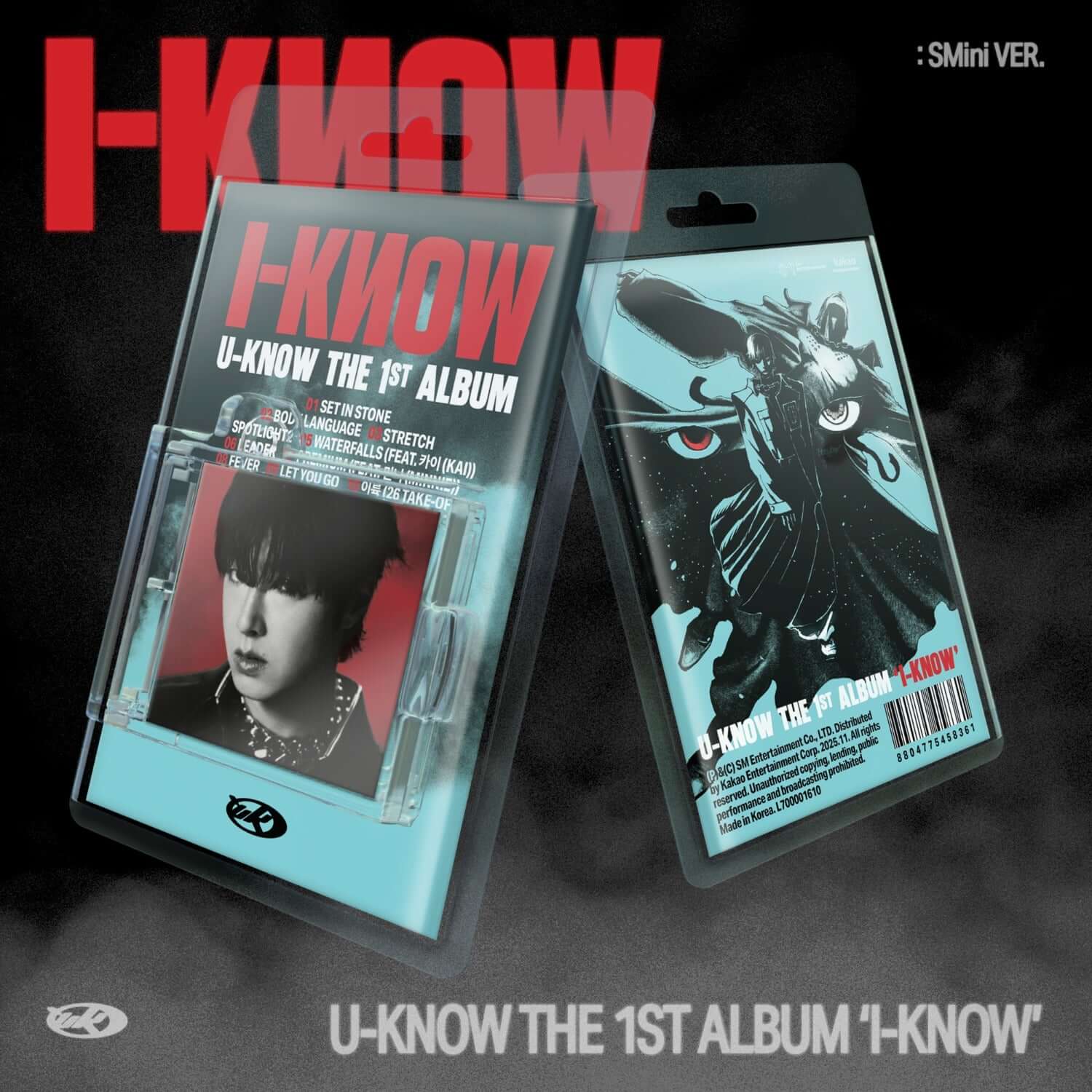 U-KNOW YUNHO - 1st Album [I-KNOW] (SMini Ver.)(Smart Album) - Album Kpop, pack mini illustré à fond noir.