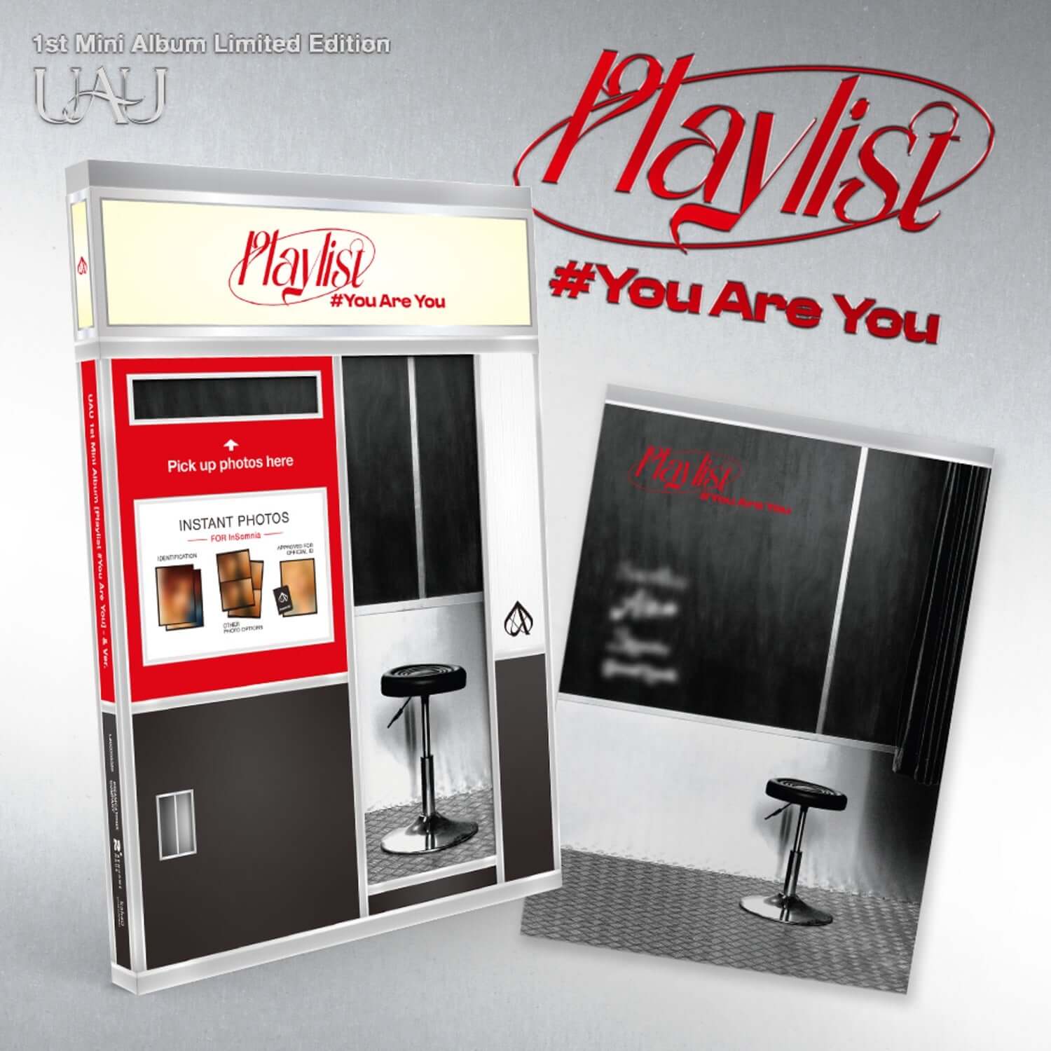 UAU - 1st Album [Playlist #You Are You] (Limited) - Album Kpop, visuel coffret PlayVis avec photos et présentoir.