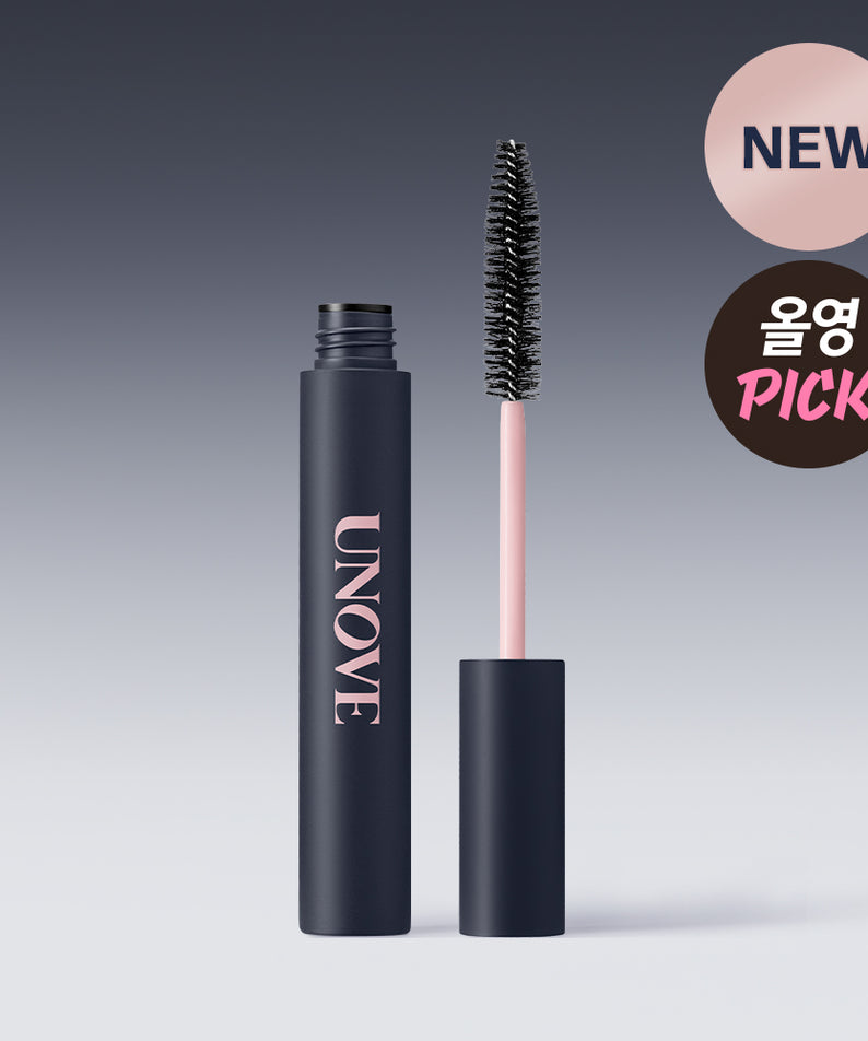 UNOVE Frizz Calming Slick Hair Finishing Stick 10ml, stick coiffant UNOVE sur fond gris, flacon et brosse, nouveau.