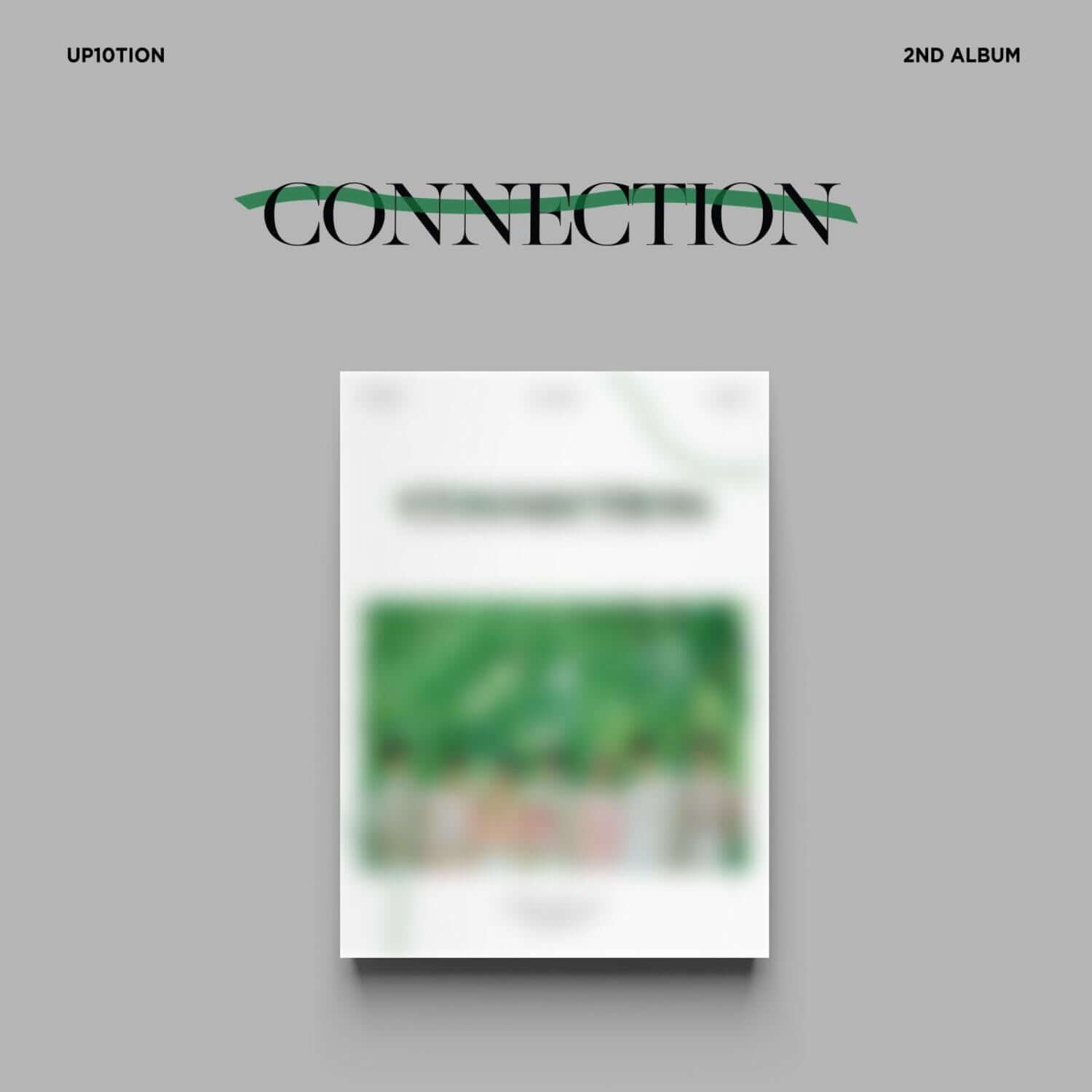 UP10TION - 2nd Album [CONNECTION (illuminate ver.)] - Album Kpop, couverture verte sur fond gris, visuel promo 2e album.