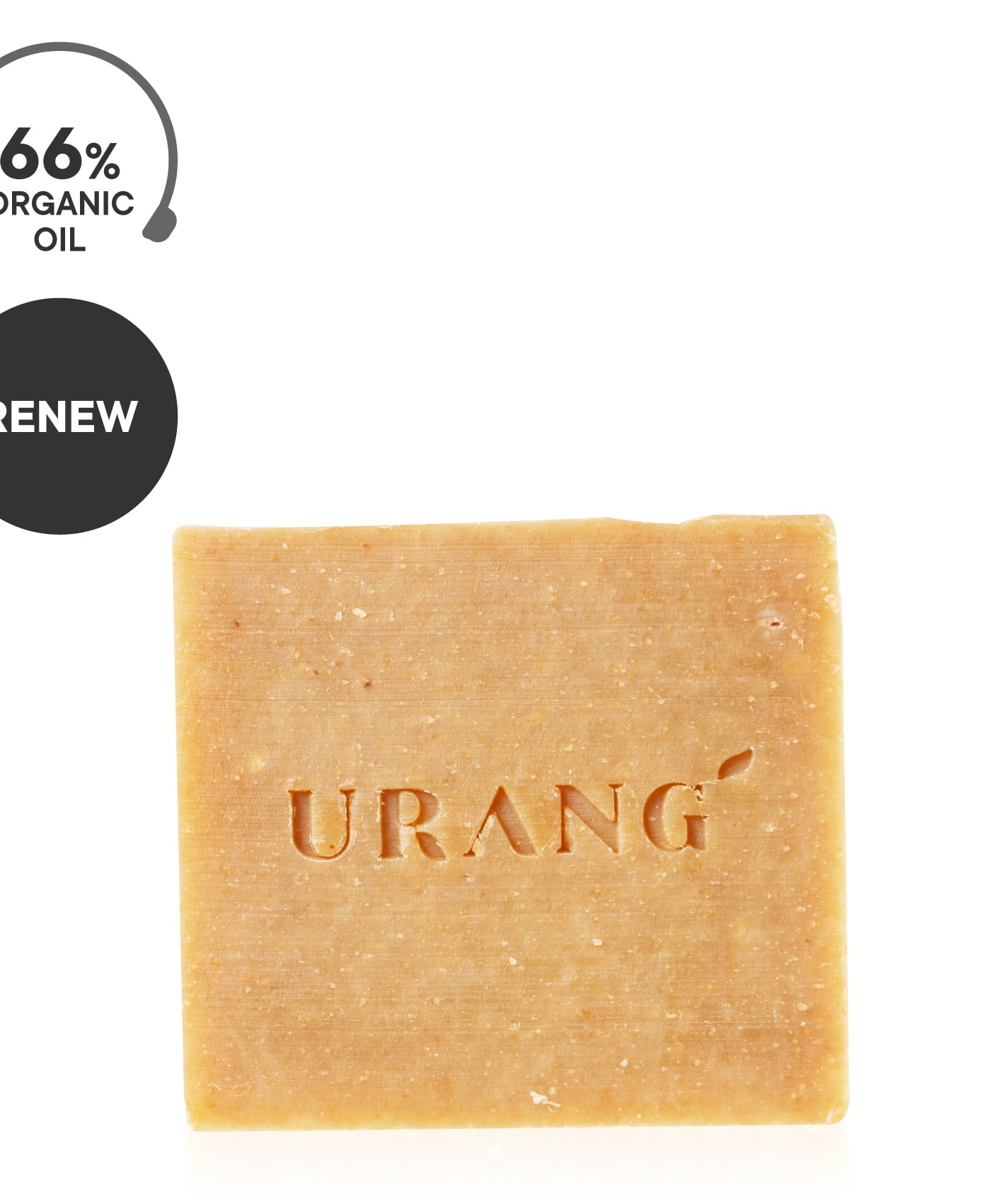 Savon fait main URANG Sweet Honey & Milk CP avec 66% d'huile biologique, enrichi pour revitaliser la peau. Marque URANG visible.