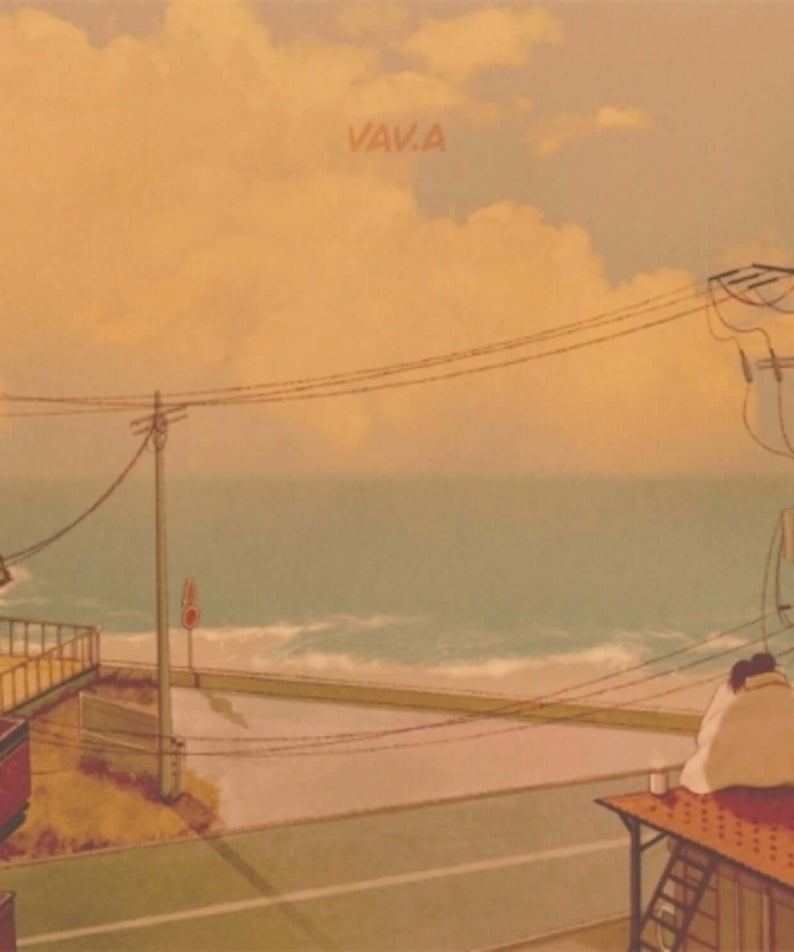 VAV.A - 2ND EP - Album Kpop, couverture VAV.A: ciel doré et rails, ambiance émotionnelle et urbaine