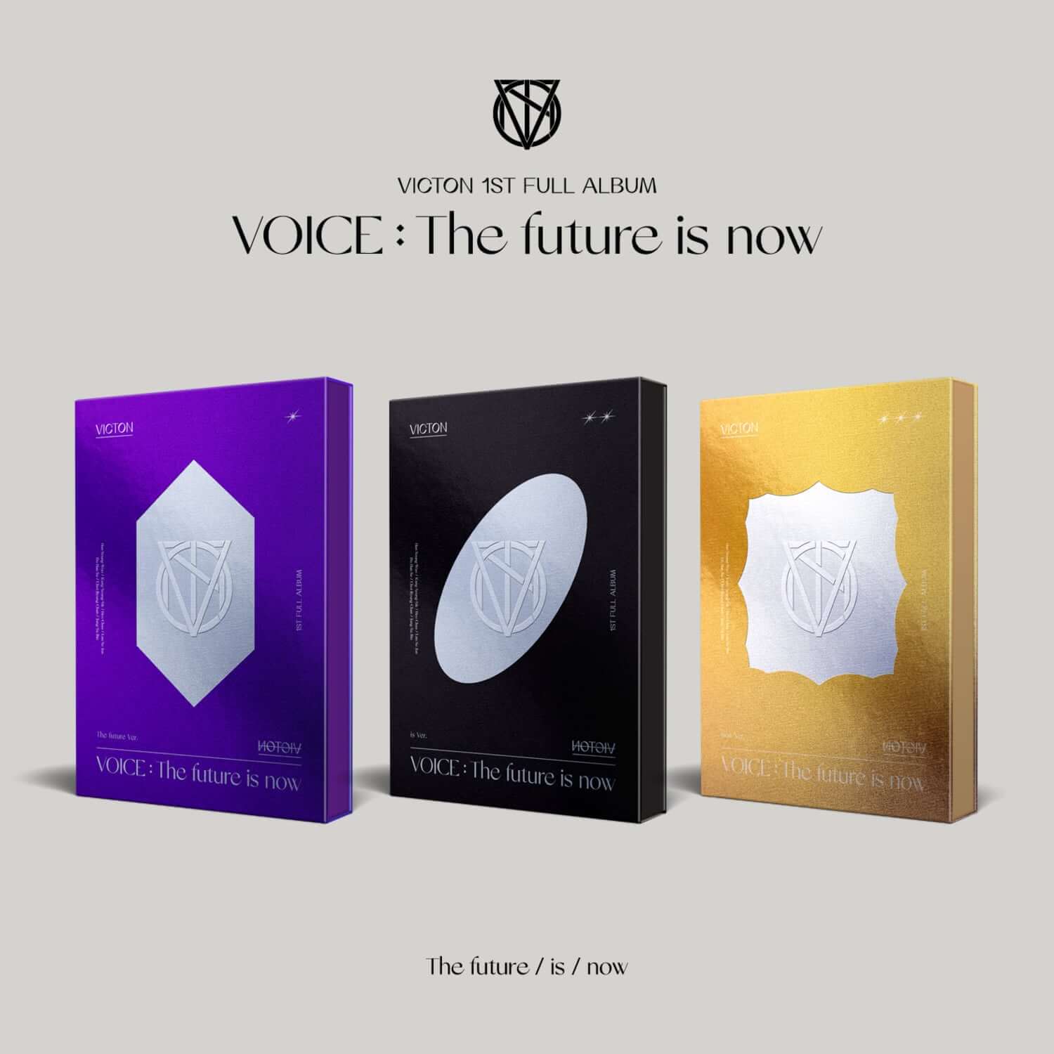 VICTON - 1st Album [VOICE : The future is now] (The future ver. + is ver. + now ver.) : boîtiers Kpop violets/noirs/or