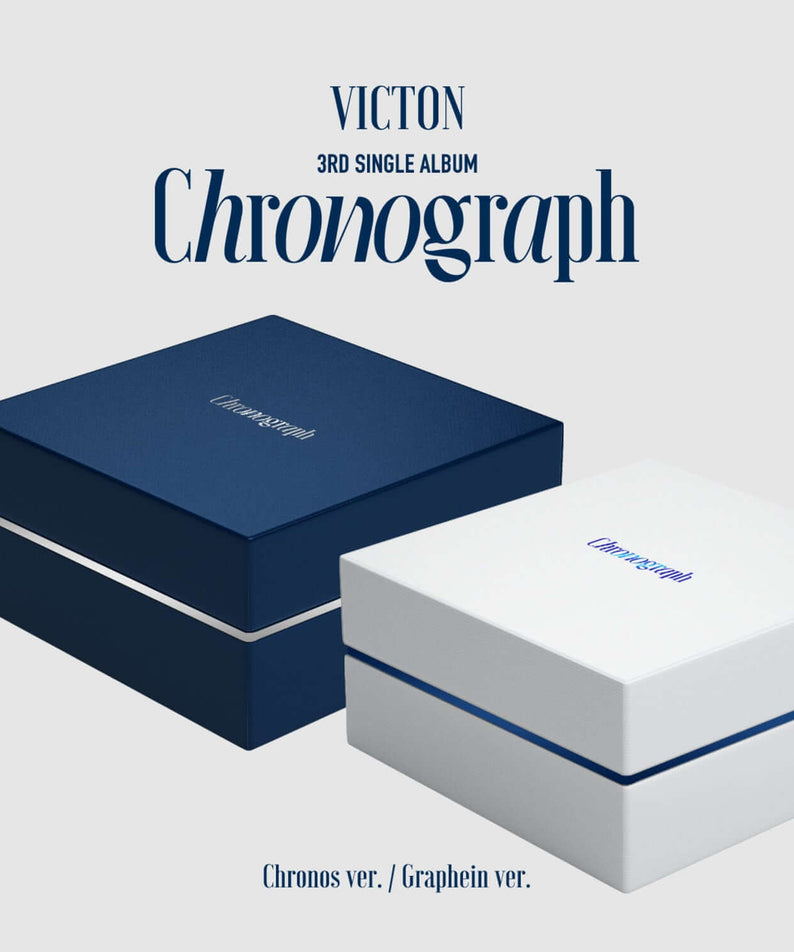 VICTON - 3rd Single Album [Chronograph] (SET) - Album Kpop : coffret Chronos/Graphien, boîtes bleues sur fond clair.