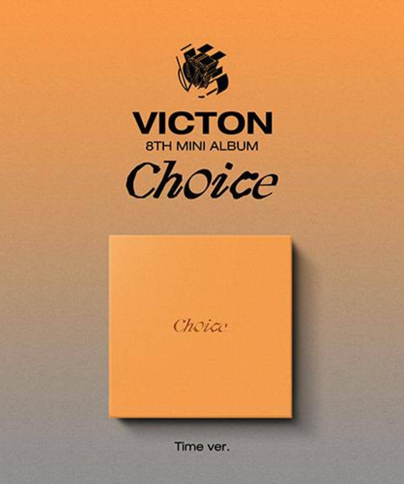 VICTON - 8th Mini Album [Choice] (Time.ver.) - Album Kpop : pochette beige “Choice” sur fond orange, brand VICTON