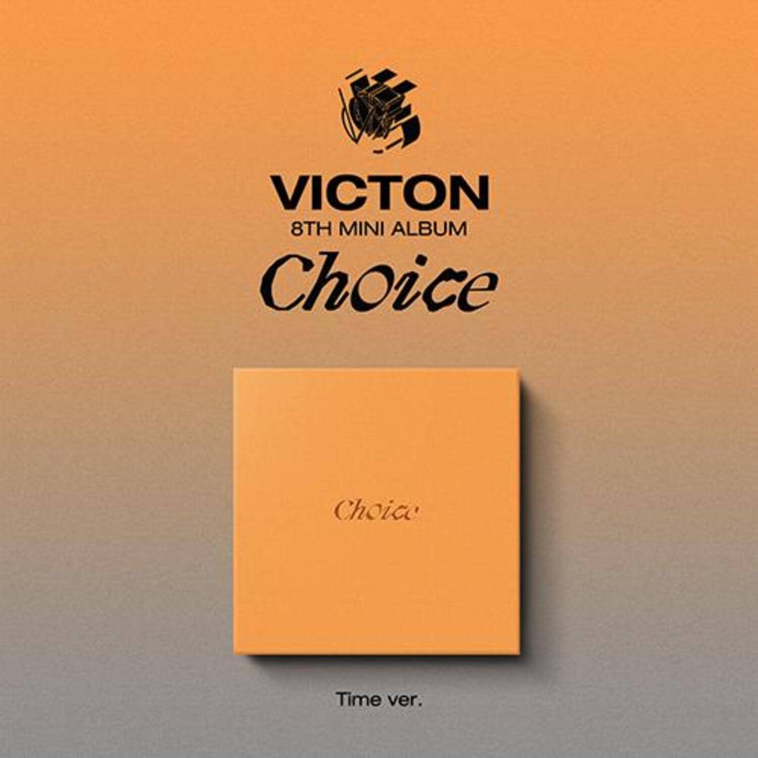 VICTON - 8th Mini Album [Choice] (Time.ver.) - Album Kpop : pochette beige “Choice” sur fond orange, brand VICTON