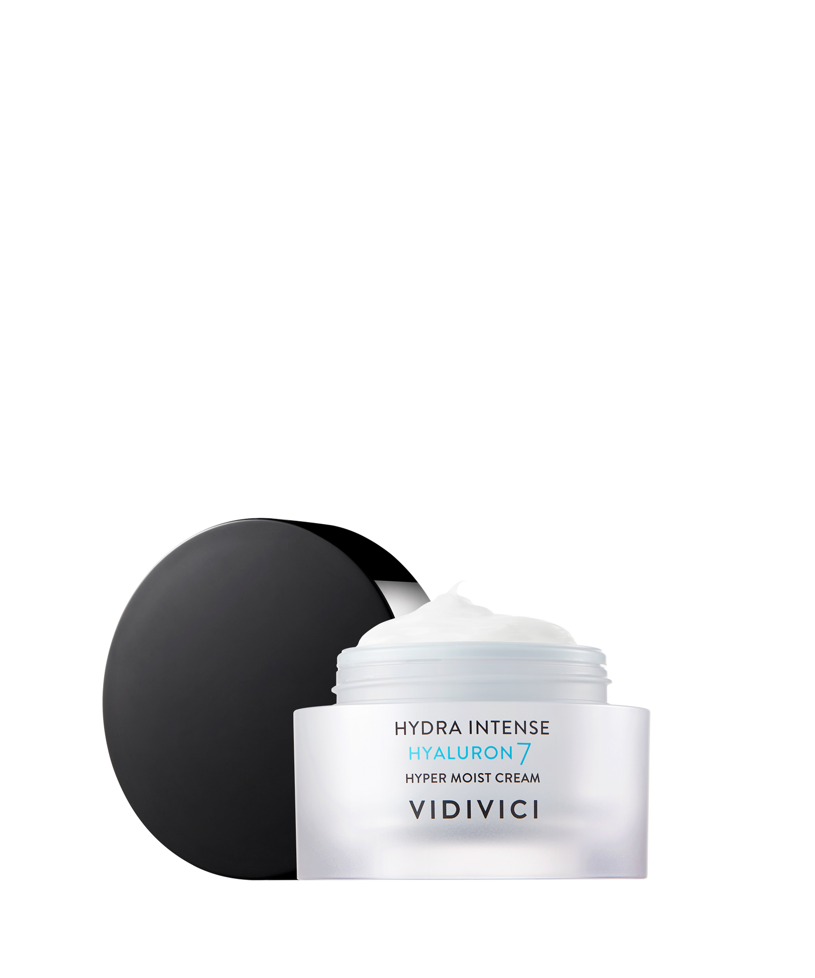 Crème hydratante VIDIVICI Hydra Intense Hyaluronic 7 Hyper Moist 50ml avec couvercle ouvert.