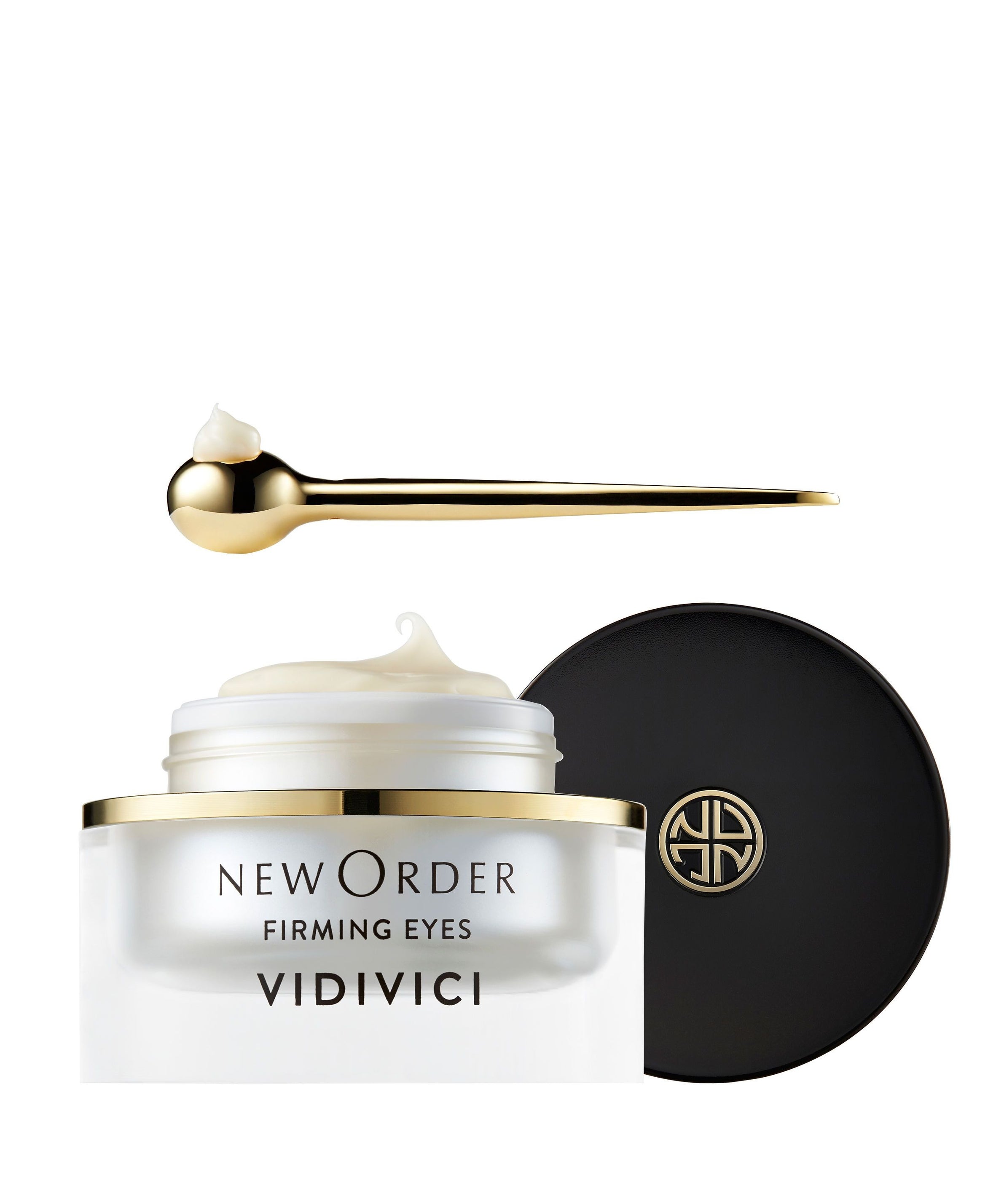 Crème pour les yeux VIDIVICI New Order Firming Eyes 15ml avec applicateur doré, soin raffermissant et hydratant.