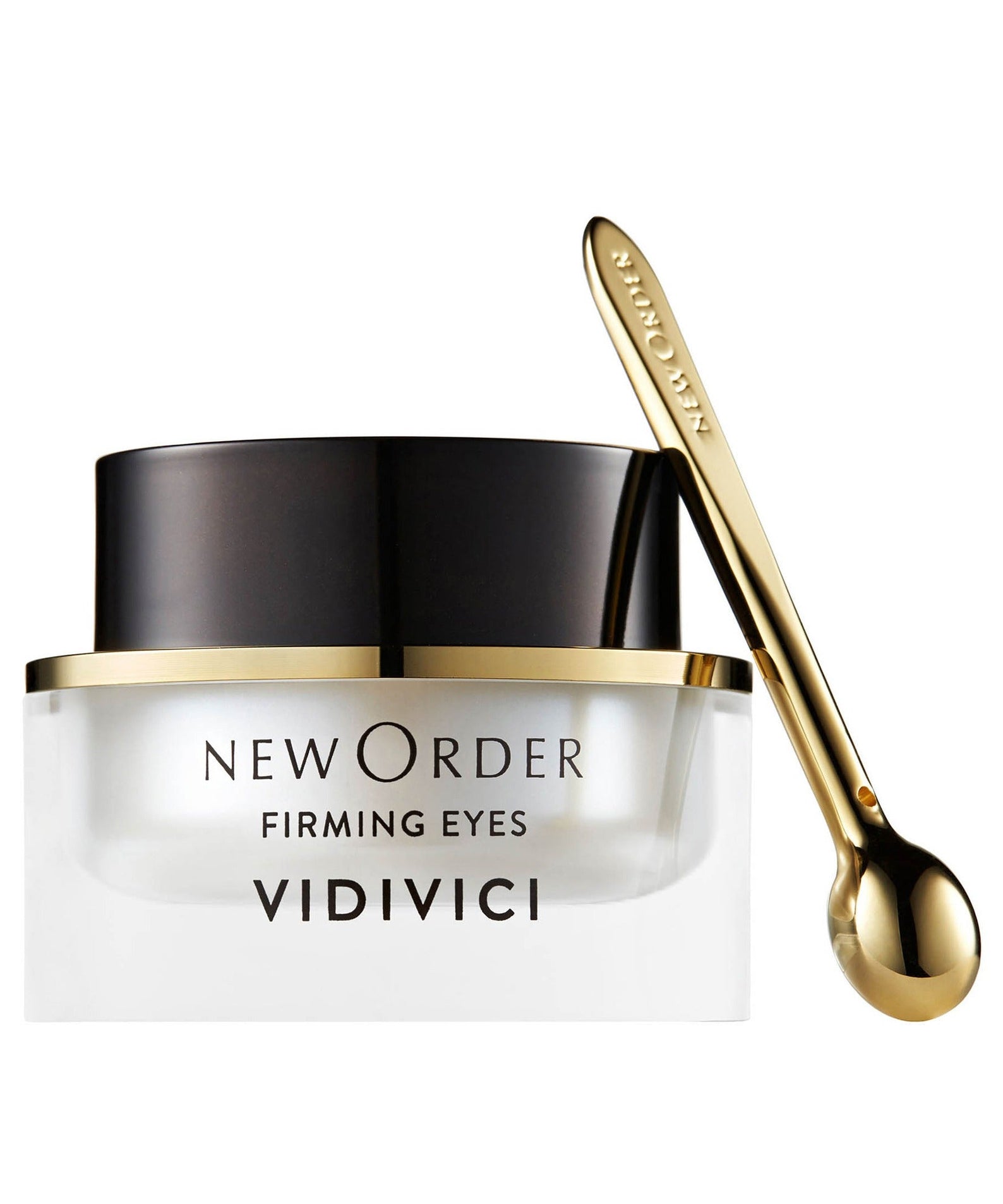 Crème VIDIVICI New Order Firming Eyes 15ml pour yeux fermes. Pot élégant avec applicateur doré.