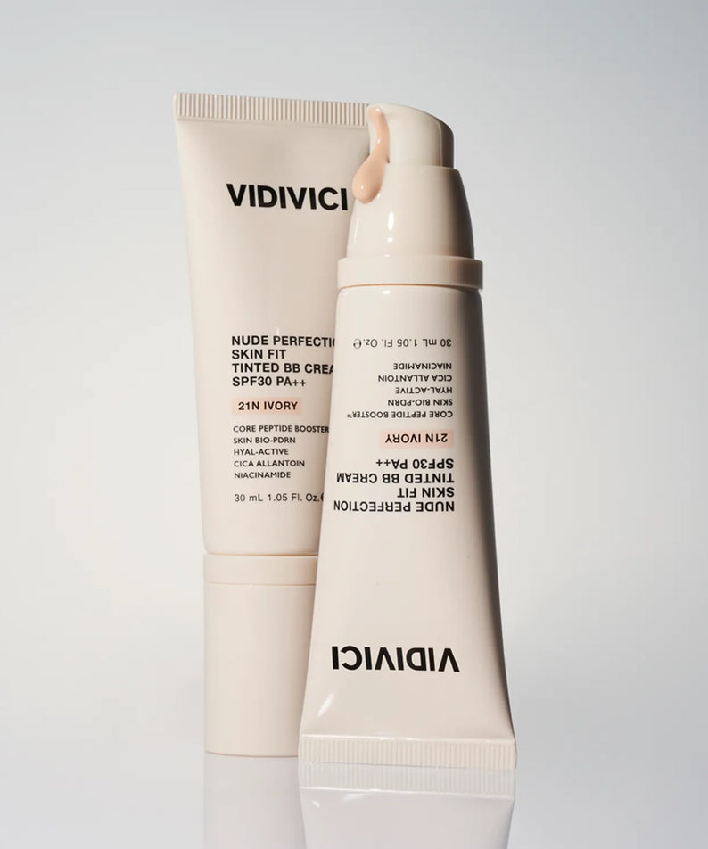 Produits VIDIVICI Nude Perfection Skin Fit Tinted BB Cream SPF30 PA++ 30ml, crème teintée pour une peau parfaite au fini naturel.