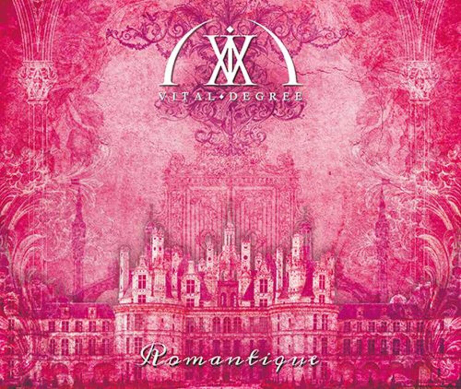 VITAL DEGREE - [Romantique] - Album Kpop : cover rose avec château, logo VITAL DEGREE et ambiance romantique en ville.