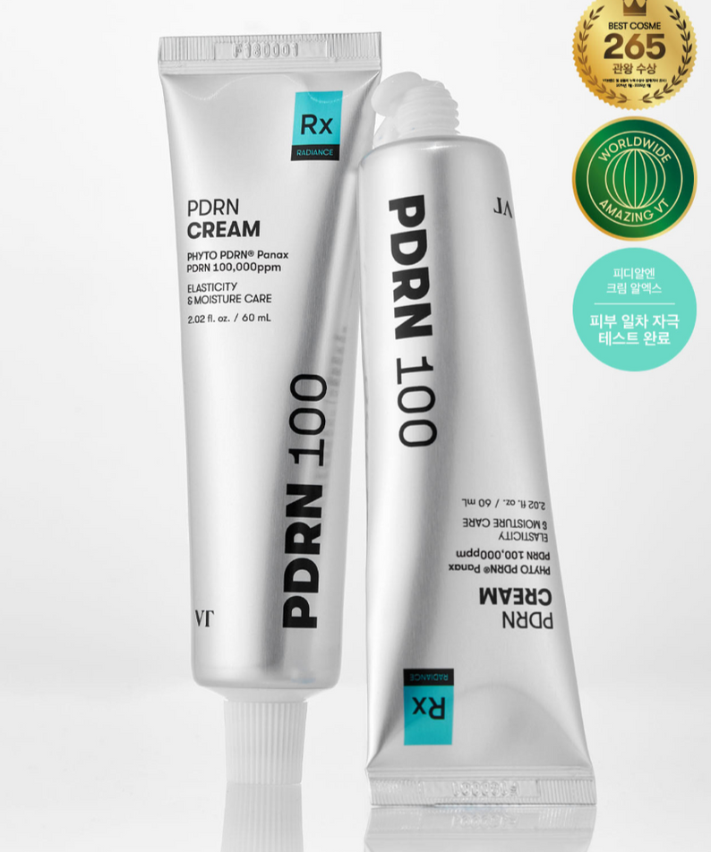 VT COSMETICS PDRN Cream RX 60ml de VT Cosmetics, crème tube blanche sur fond clair, pack produit cosmétique