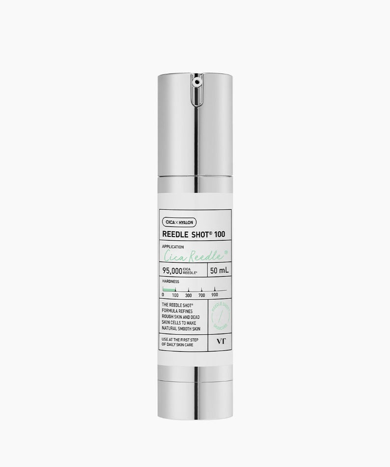 VT COSMETICS Reedle Shot® : flacon cosmétique argenté sur fond blanc, produit de la marque, vue produit