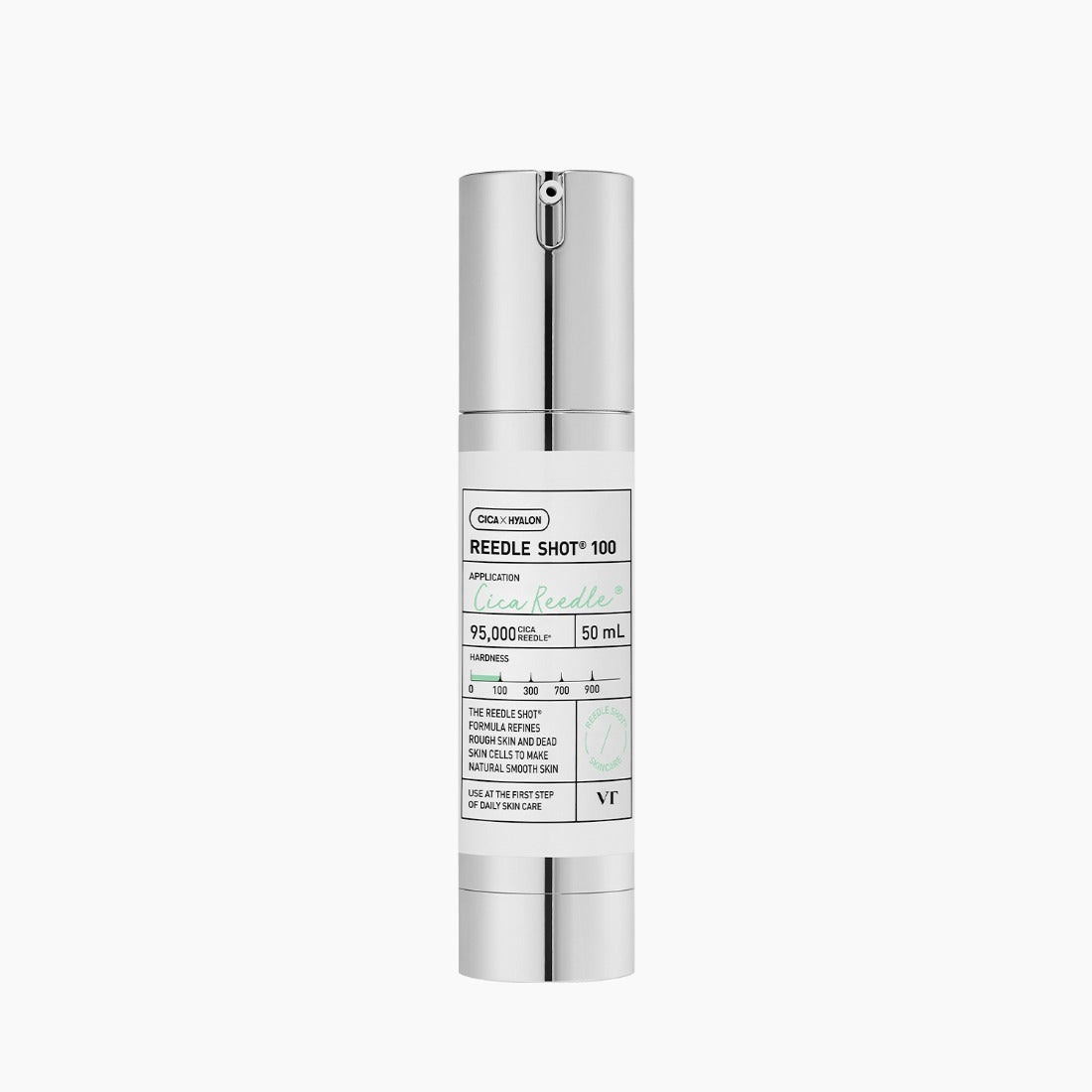 VT COSMETICS Reedle Shot® : flacon cosmétique argenté sur fond blanc, produit de la marque, vue produit
