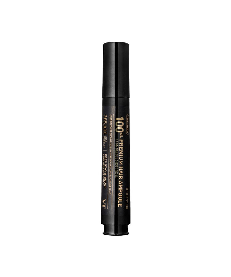 VT COSMETICS  Riddle Shot Premium Hair Ampoule 100dL de VT Cosmetics, flacon noir sur fond blanc (visuel produit).