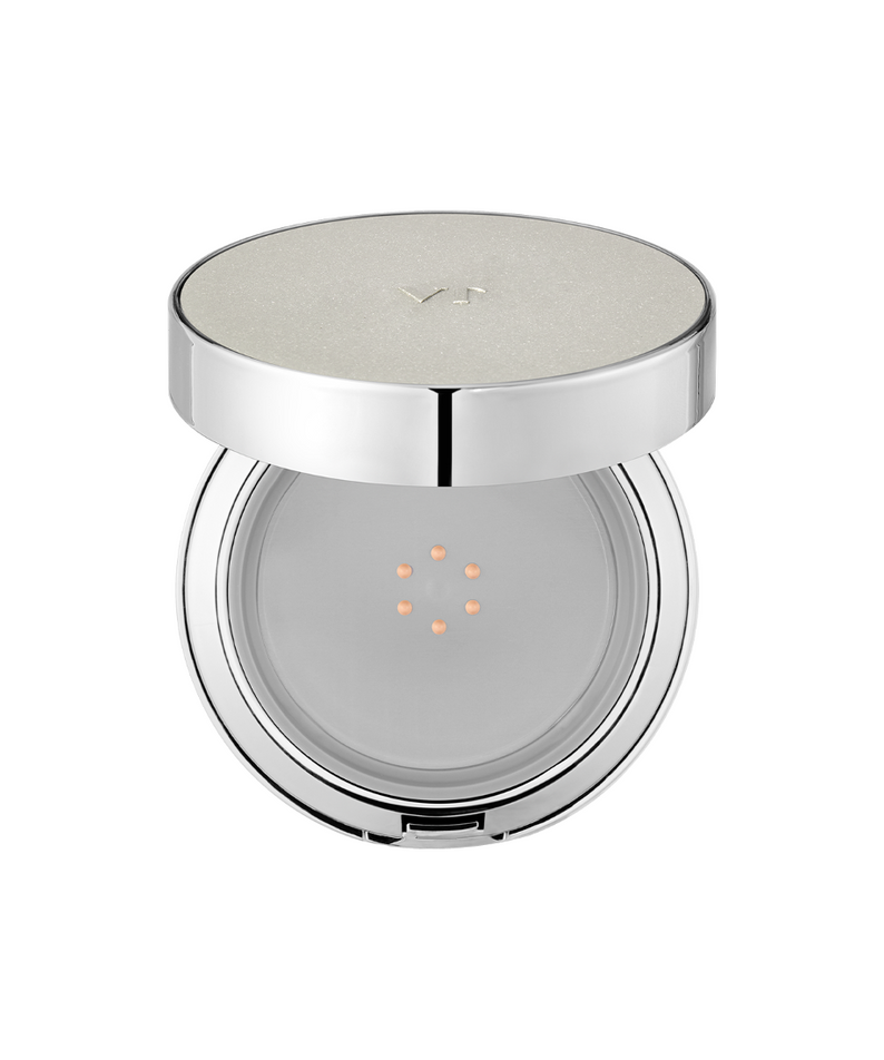 VT COSMETICS Riddle Shot Synergy Cushion 15g, boîte poudre, vue produit sur fond blanc, cosmétique VT Cosmetics
