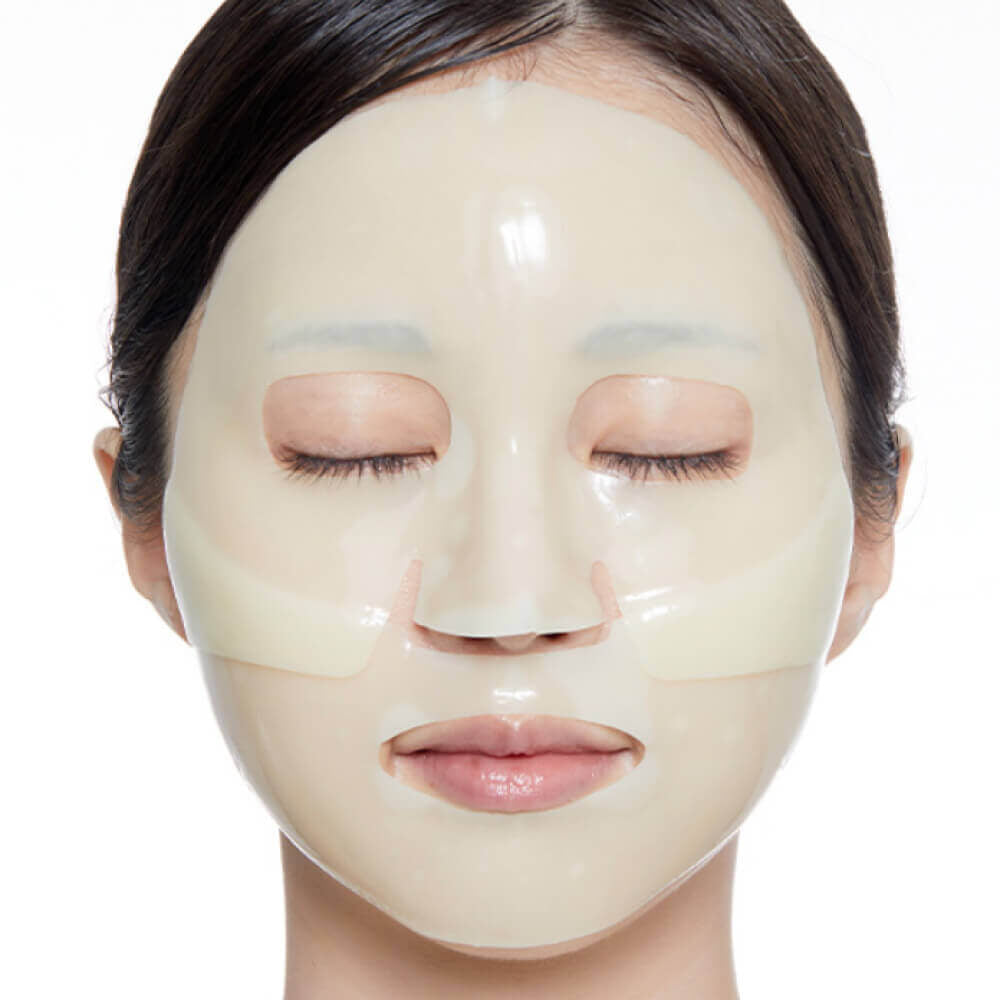 VT COSMETICS  Vita-Lite Riddle shot 100 2-Step Hydrogel Mask (4 sheets) sur visage, masque visage en application, VT COSMETIC.