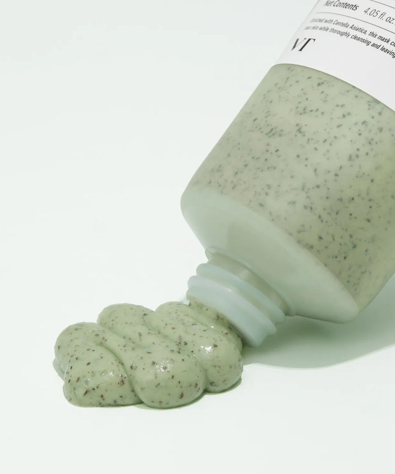 VT COSMETIC Cica Mask Cleanser 120ml, nettoyant visage apaisant pour peau douce et hydratée, flacon de 120ml avec contenu vert frais