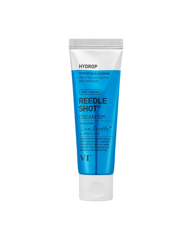 VT COSMETIC Hydro Riddleshot Cream 50g en tube bleu, hydratation intense pour une peau éclatante, 50g de soin visage.