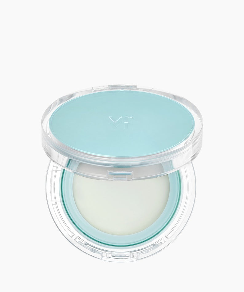 VT COSMETIC PDRN Essennce Glow Sun Pact 10g, produit de beauté solaire en boîtier transparent et turquoise.