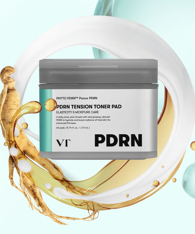 VT COSMETIC PDRN Tension Toner Pads 60 Sheets - soin hydratant et élasticité pour la peau.