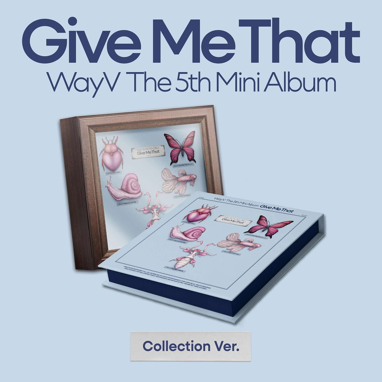 WAYV - 5th Album [Give Me That] (Collection Ver.) - Album Kpop : coffret bleu et illustration papillons, sur fond clair