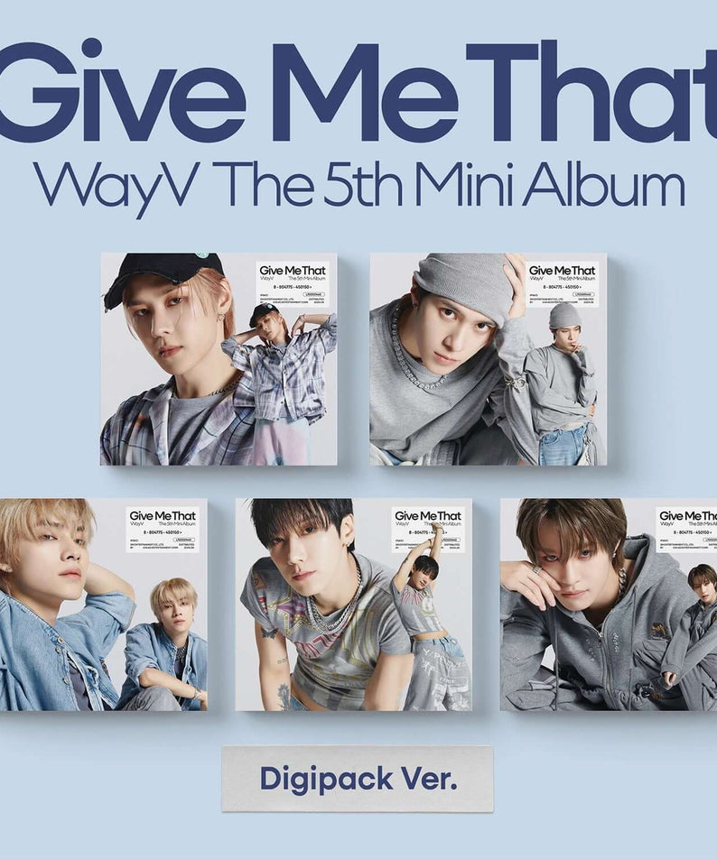 WAYV - 5th Album [Give Me That] (Digipack Ver.) (Set of 5) - Album Kpop, coffret avec 5 mini-jackets sur fond bleu